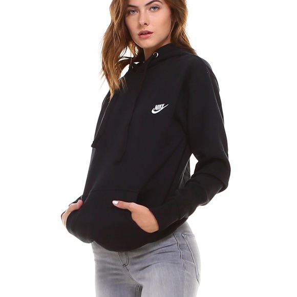 NEW UNISEX NIKE BLACK CLASSIC LOGO PULLOVER HOODIE - Picture 3 of 7